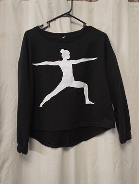 Lucy Black Pullover Sweatshirt with White Yoga Silhouette